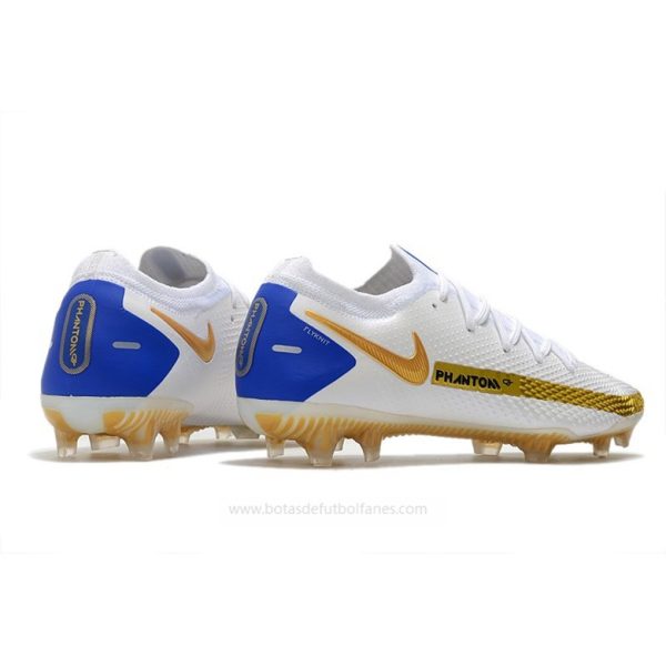 Nike Phantom GT Elite FG Hombre Blanco Oro Azul